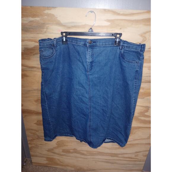 Women's N Touch Denim Skirt 18 Plus Elastic Button Stretchy - Picture 1 of 1
